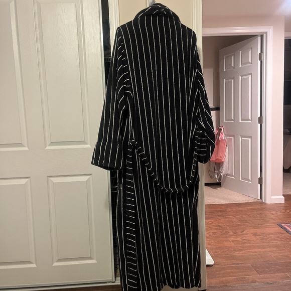TEKLA Fabrics Unisex Cotton Bathrobe Black White Stripes Size XL NEW - Picture 2 of 5